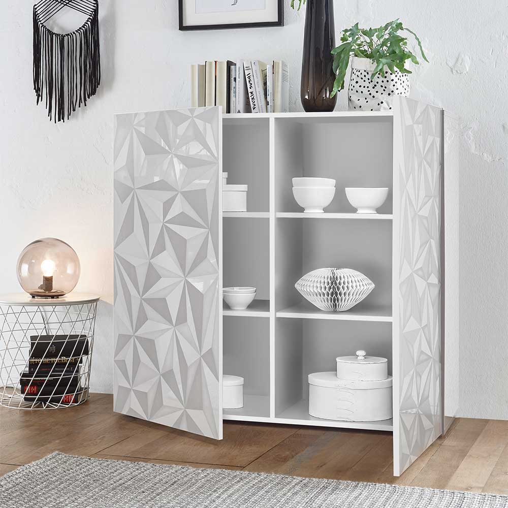 121x111x42 Schrank in Weiß hochglänzend - Vovasoma
