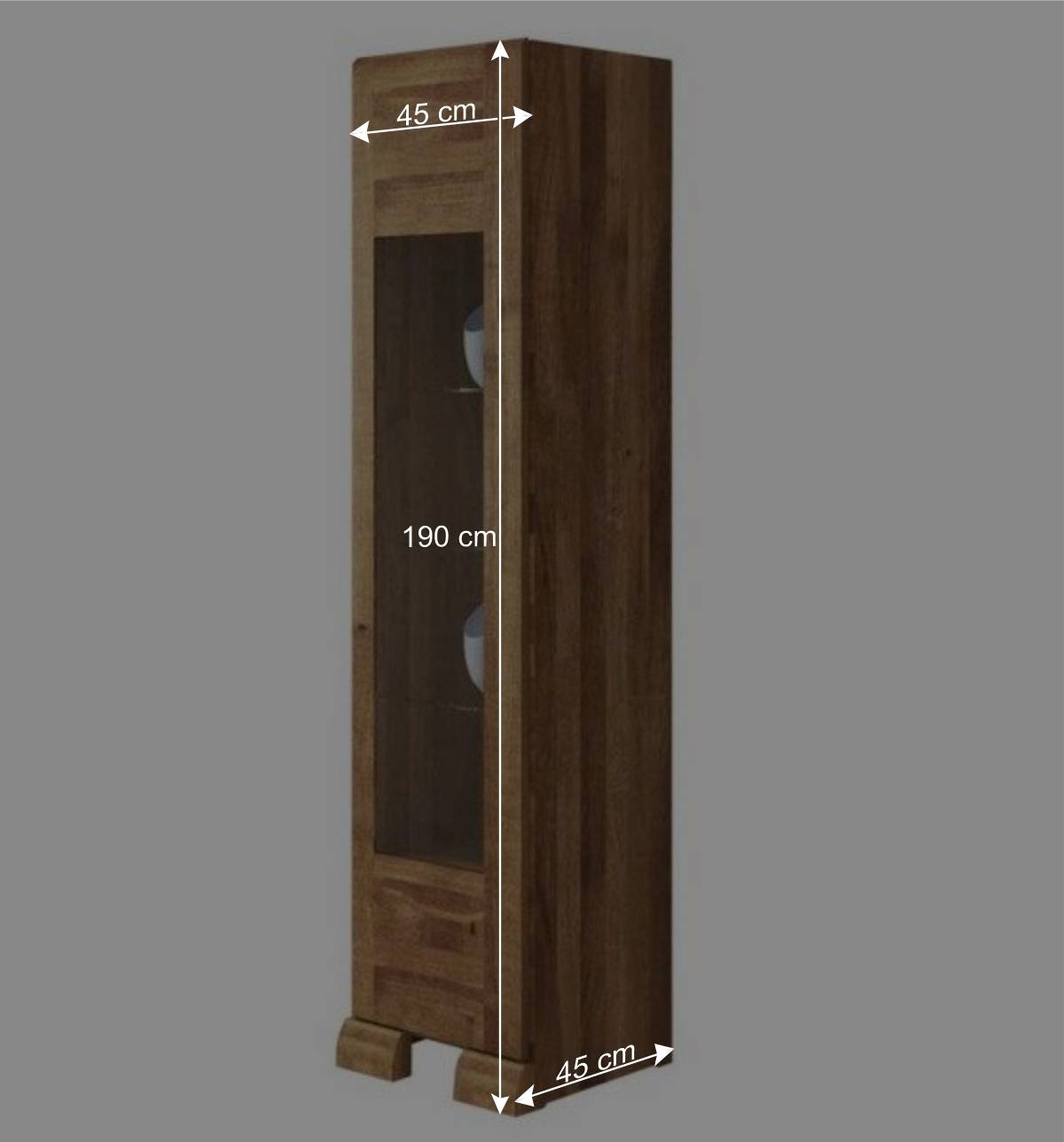 Vitrine Vaskov aus Wildeiche Massivholz