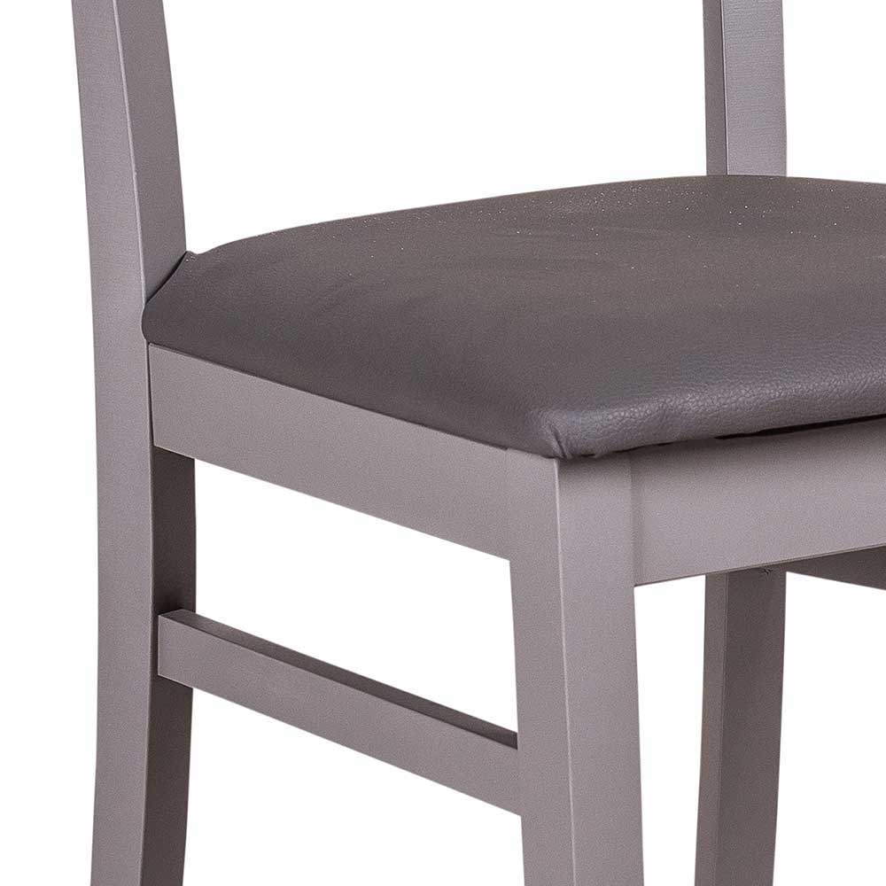 Buche Massivholzstuhl in Grau Spazion mit Kunstleder Sitz (2er Set)
