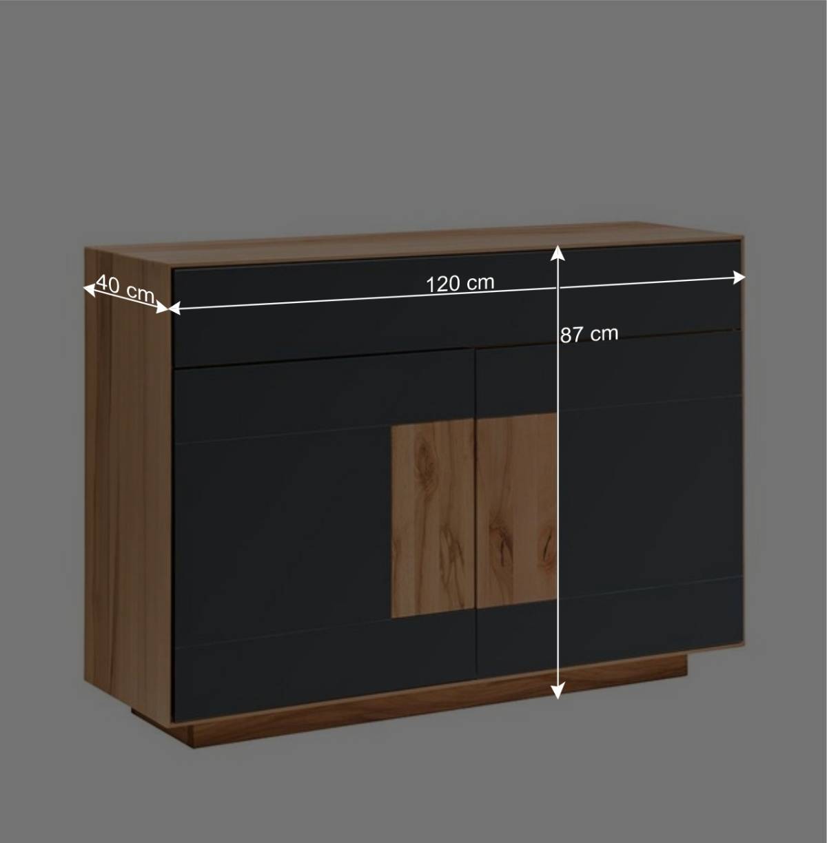 120x87x40 Flur Kommode in Anthrazit Glas - Mandrey