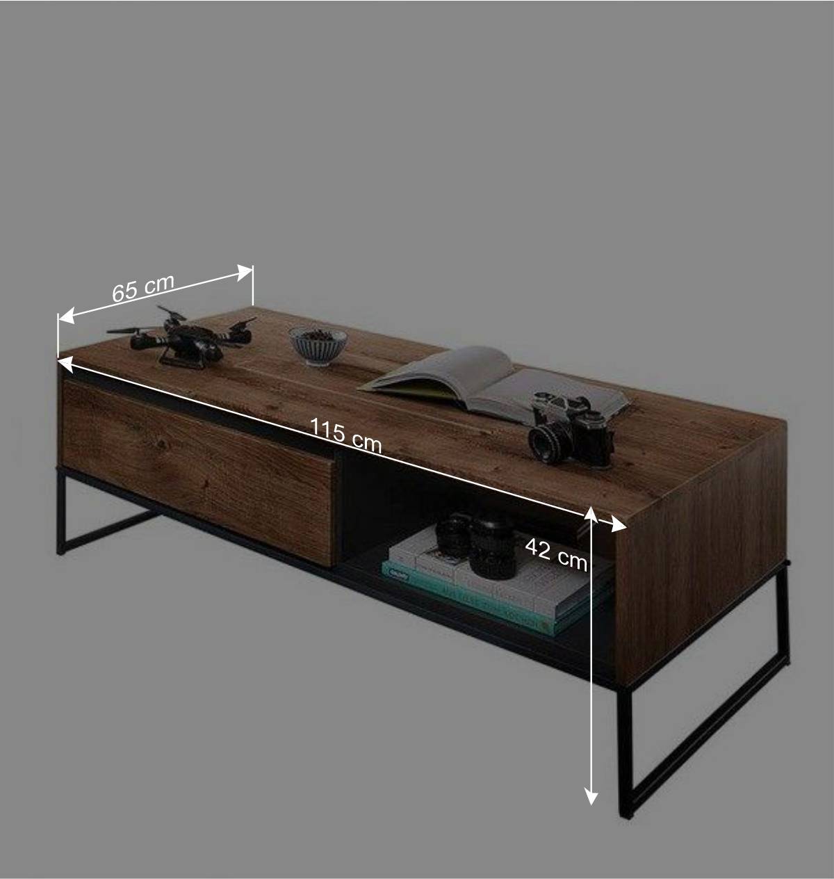 115x65 Wohnzimmer Tisch mit einer Schublade - Xindus