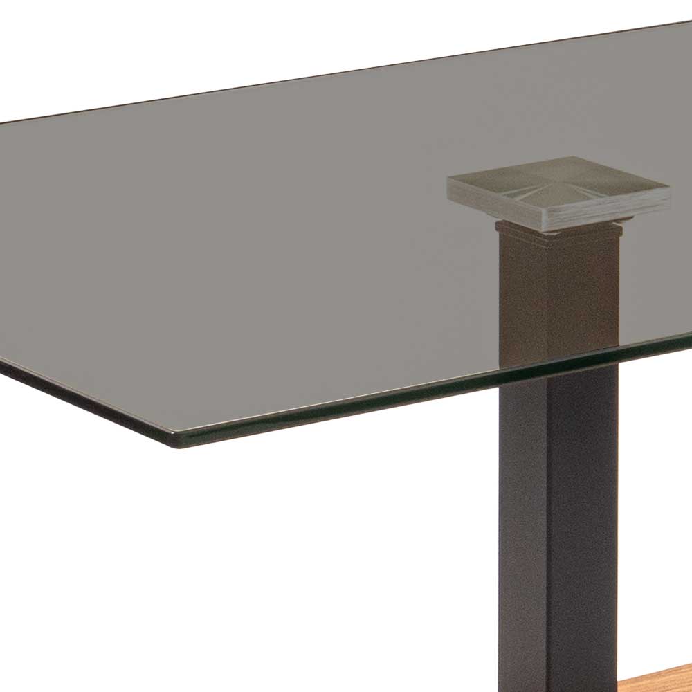 90x60 Rauchglas Couchtisch auf Säulengestell - Sagavi