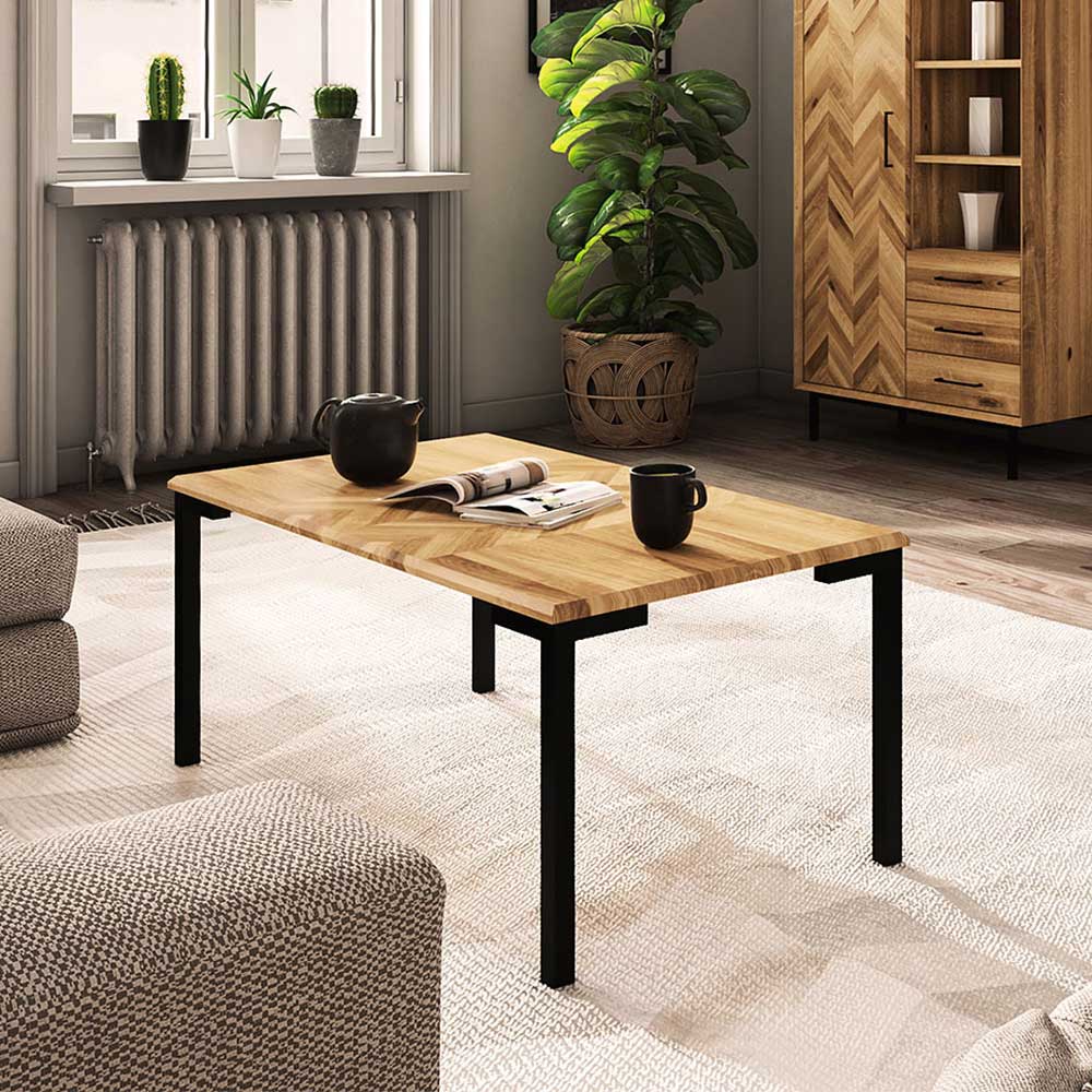 Sofatisch aus Wildeiche mit Stahlgestell - Kerfa