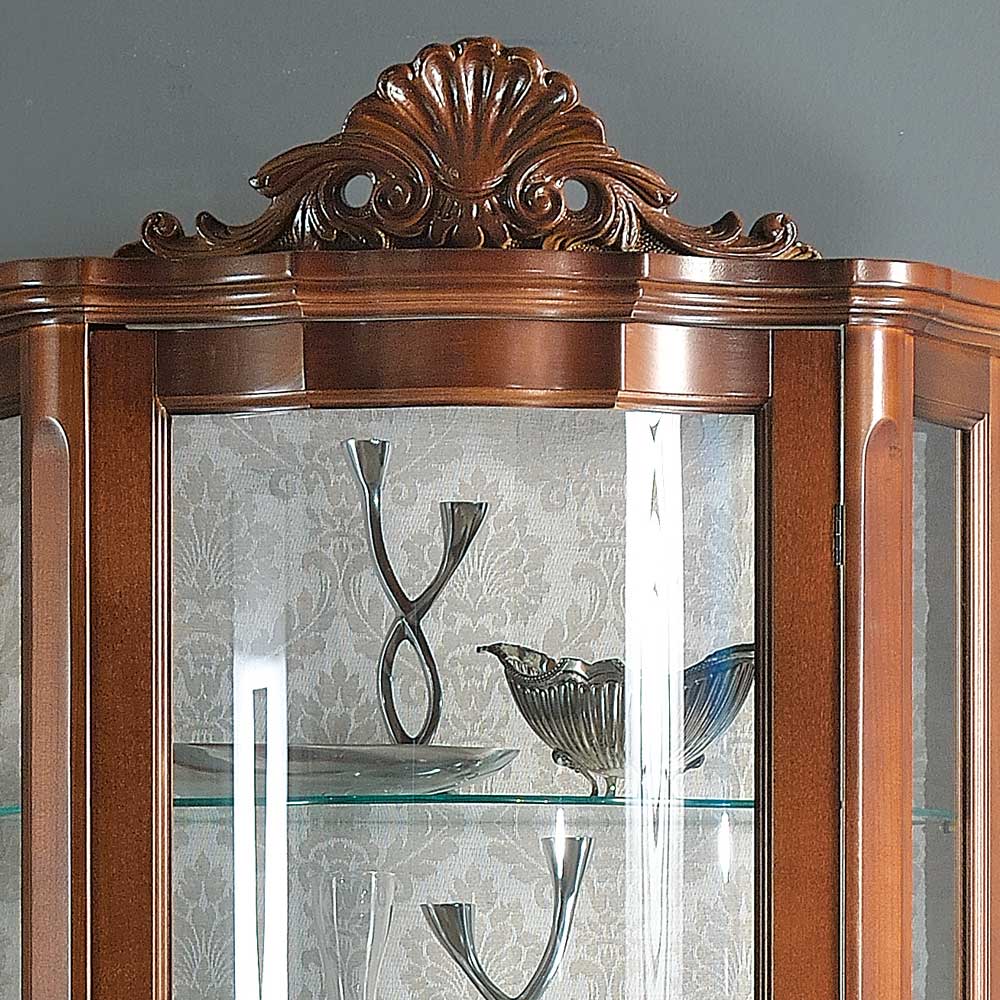 Nussbaum Furnier Wohnwand Barock Dentro 325cm breit (dreiteilig)