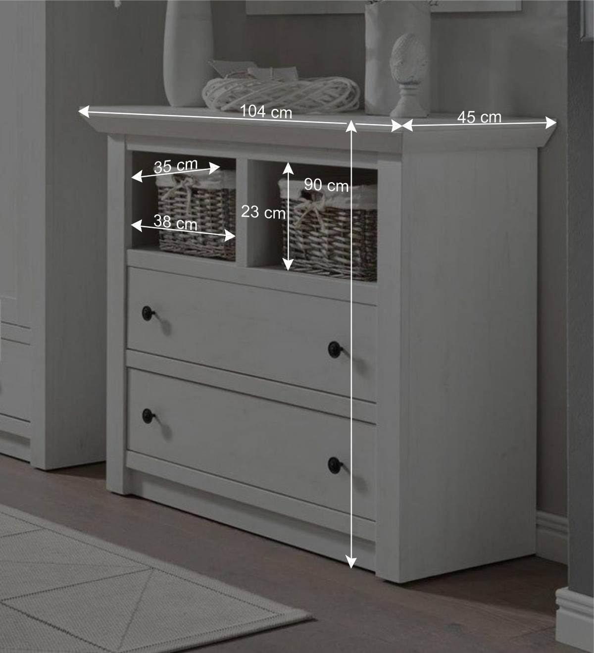 104x90 Touchwood Kommode mit 2 Schubladen - Chelles