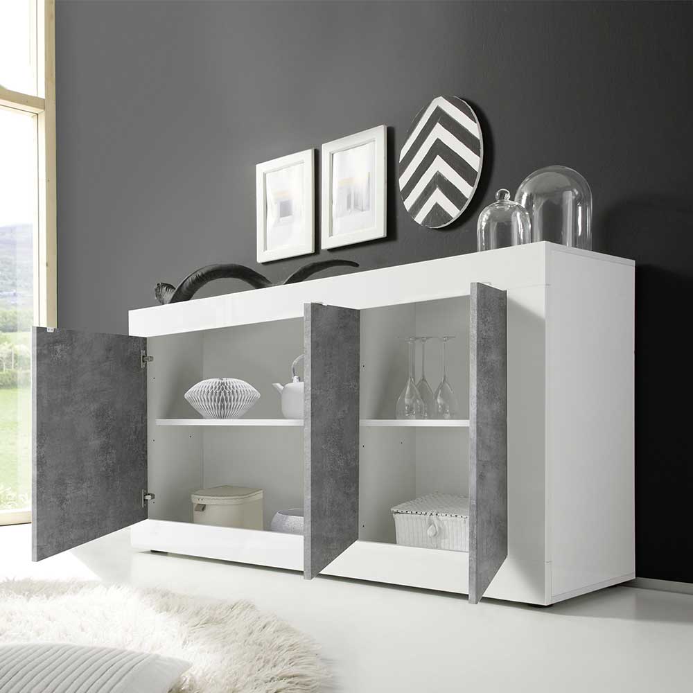 3-türiges Design-Sideboard in Beton Dekor - Narandu