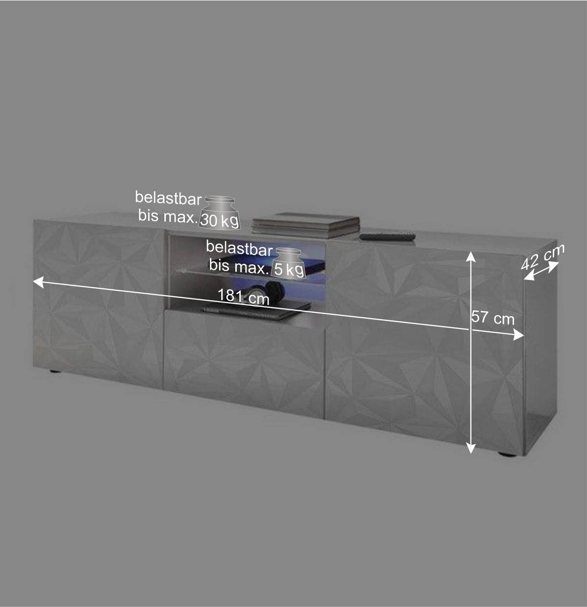 Hochglanz TV Board in Weiß mit Druck - Vovasoma