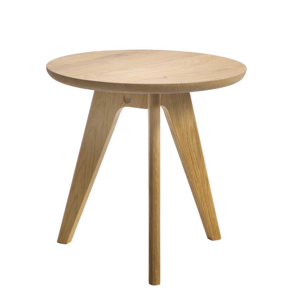 Beigefarbenes Polsterbett mit Holzbeinen - Welinda