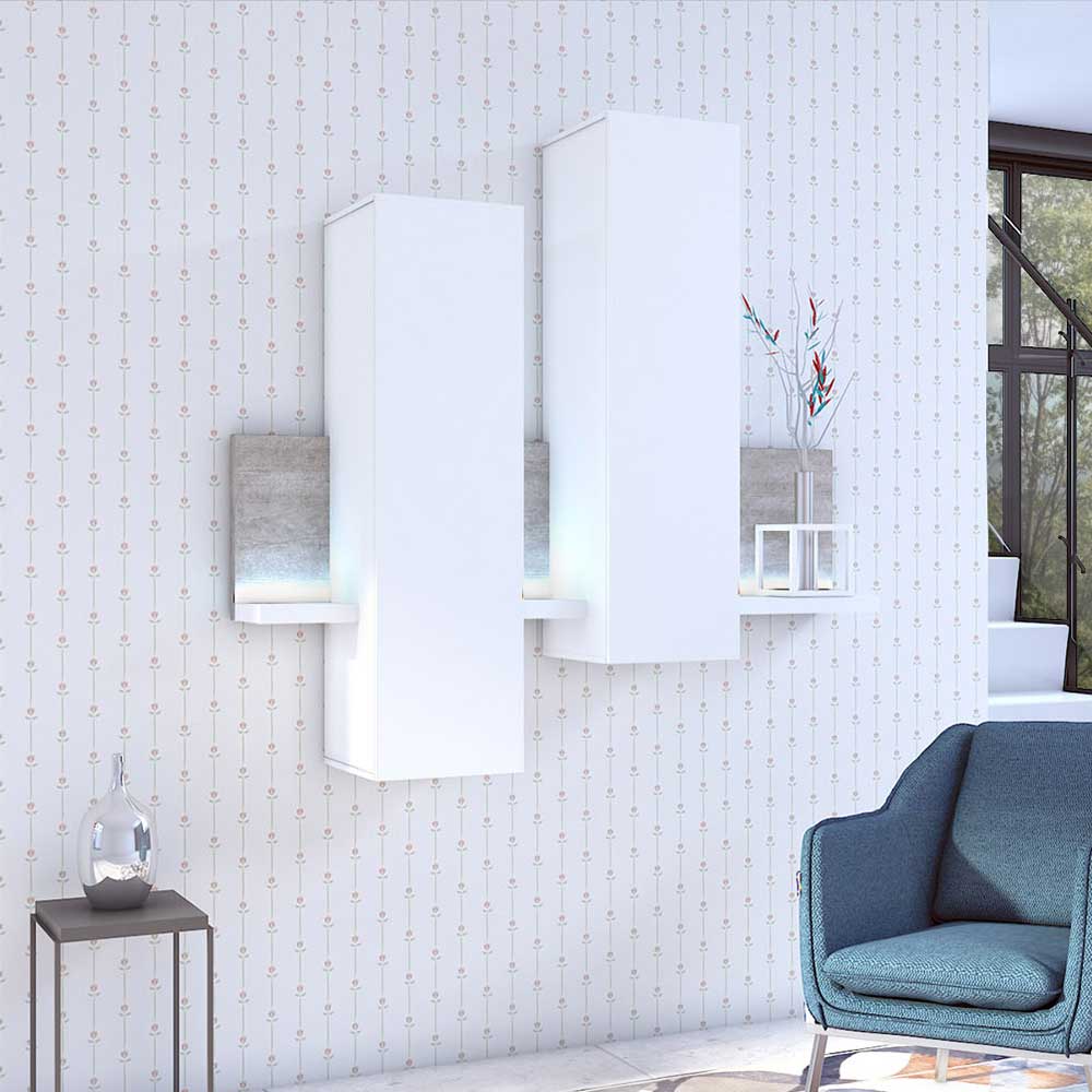 Designer TV Anbauwand in Betonoptik - Venatio (dreiteilig)