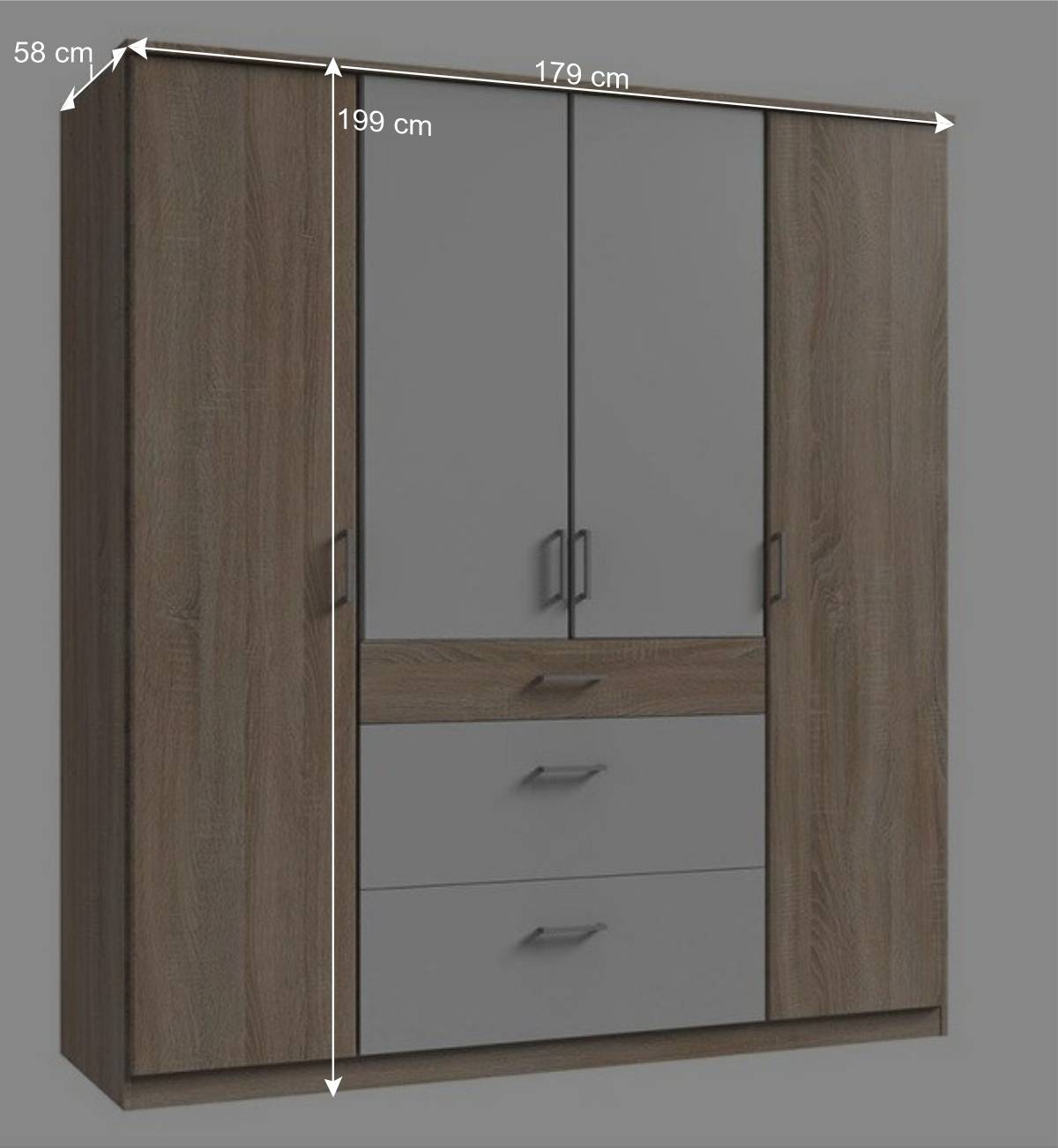Kompakter Kleiderschrank 179 cm breit - Coros