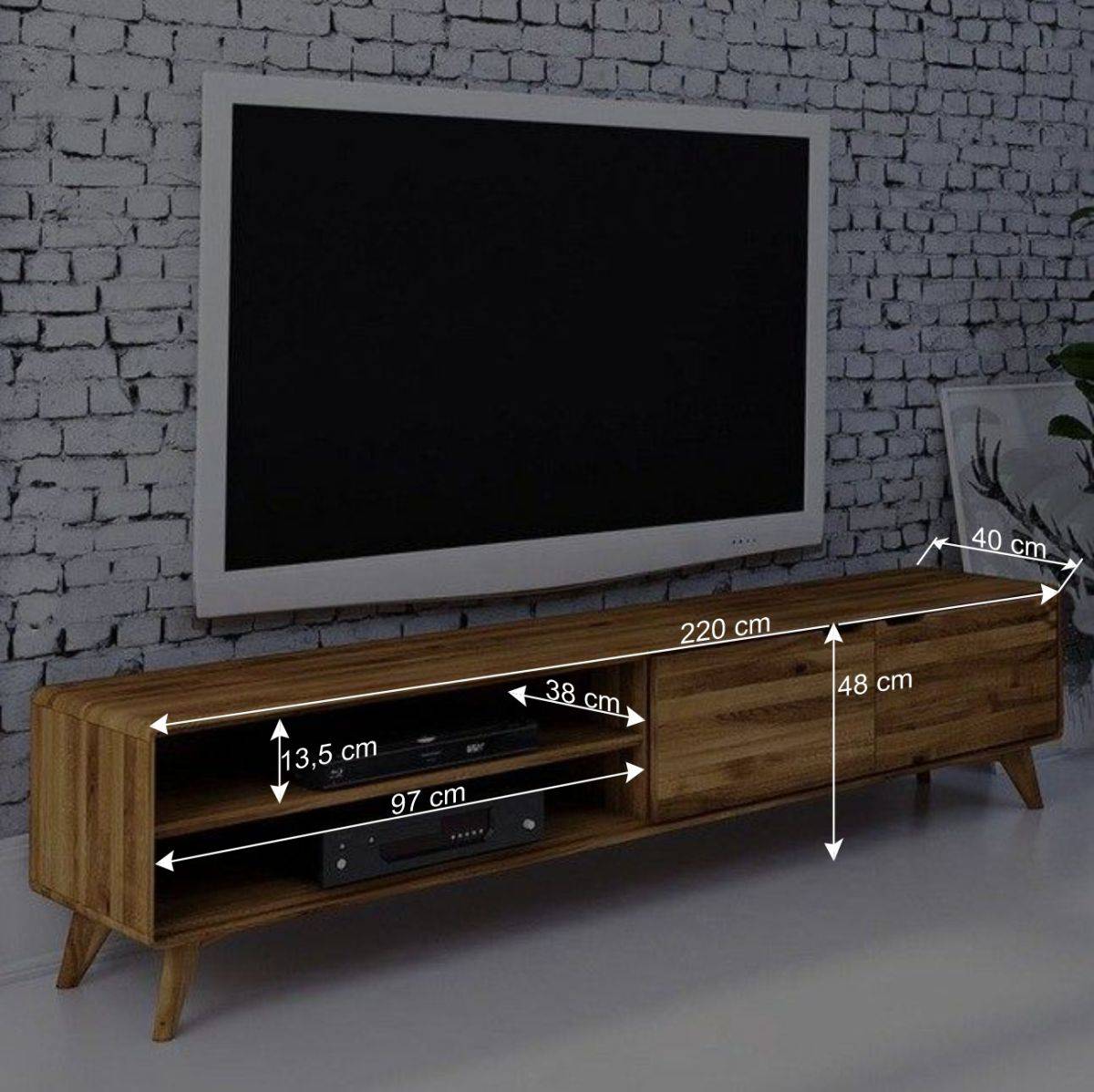 220cm lange TV Kommode aus Wildeiche - Eavy