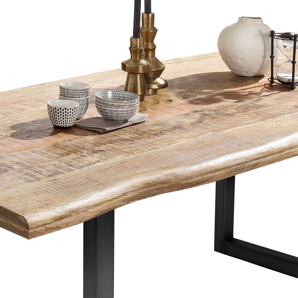 Küchentisch mit Naturkante Holzplatte Mango - Amdona