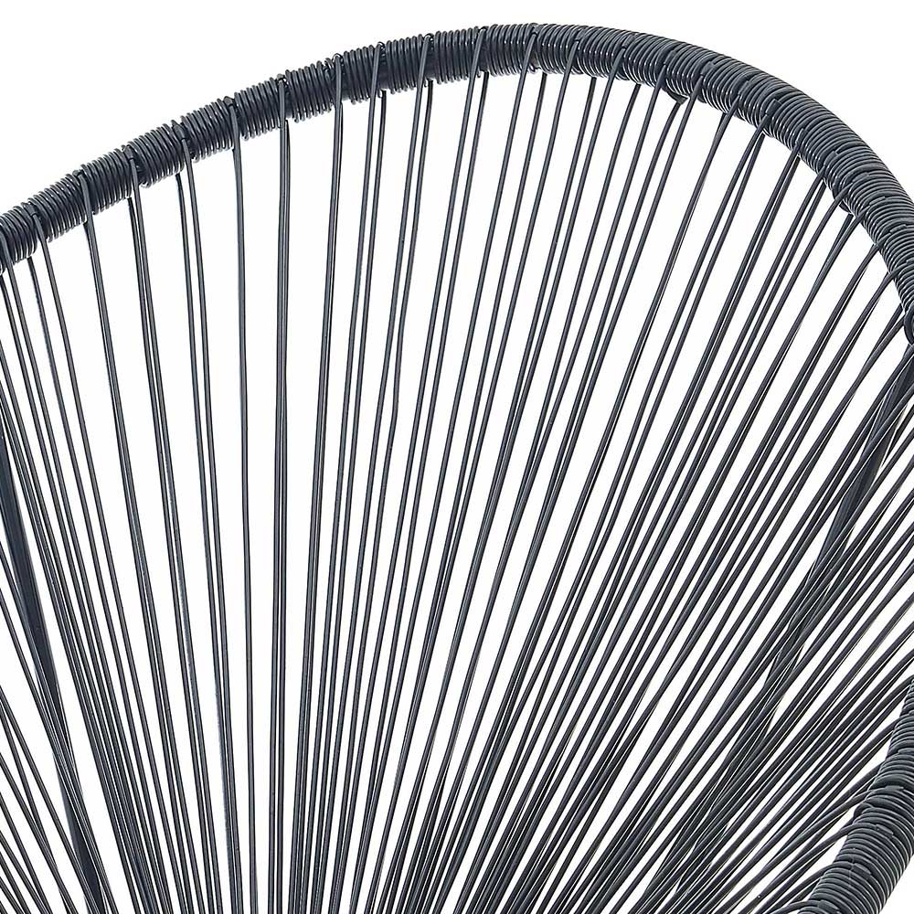 Schwarzes Geflecht des Retro Loungesessels, robustes Material für Gartenstühle im 2er Set – Vicados