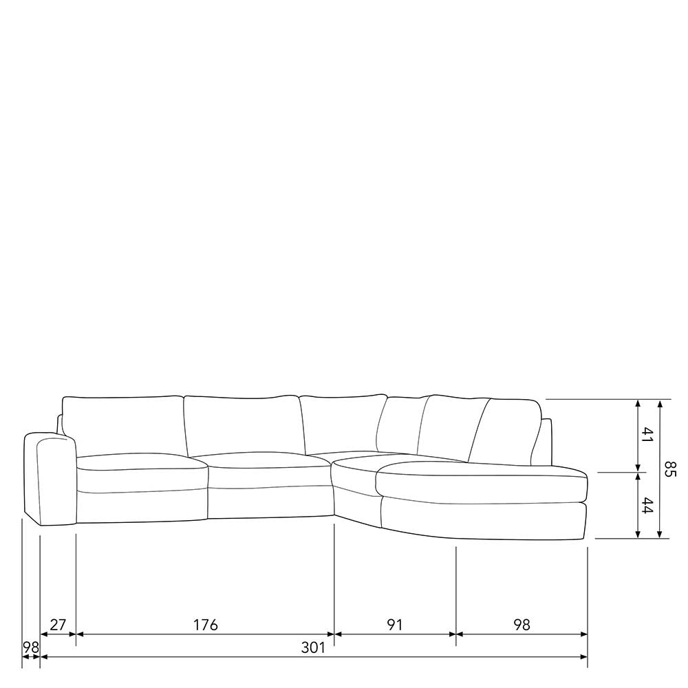 Sofaecke in Grau Stoffbezug - Gregg