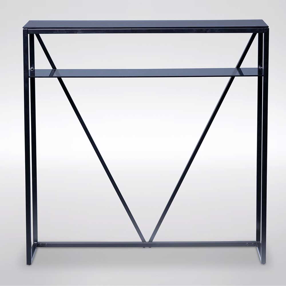 Schwarzer Konsolentisch aus Metall mit Glas - Lenns