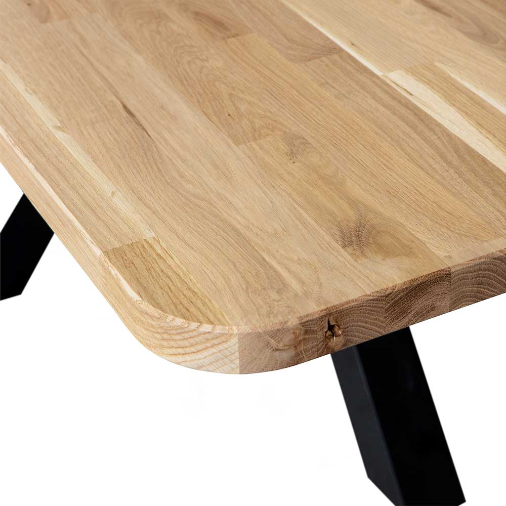 240 cm breiter Esstisch mit Holzplatte Eiche - Hengas