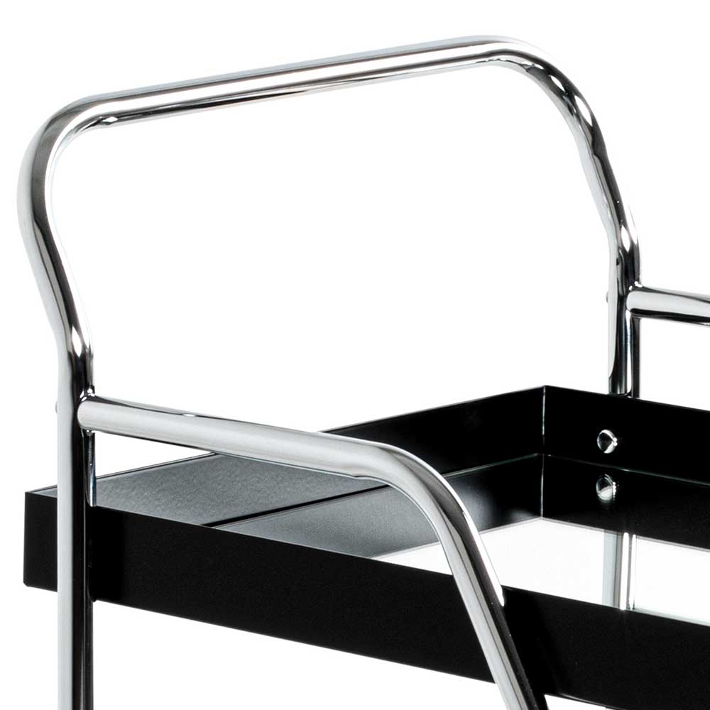Design Servierwagen mit zwei Spiegelglas Ablagen - Asticia