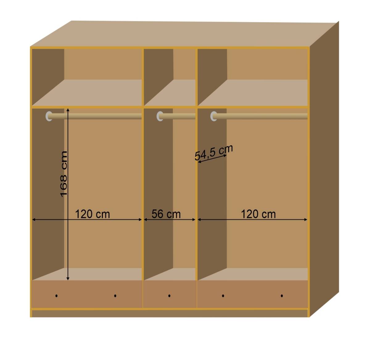 310x215x62 Massivholzschrank in Eichefarben - Voeca