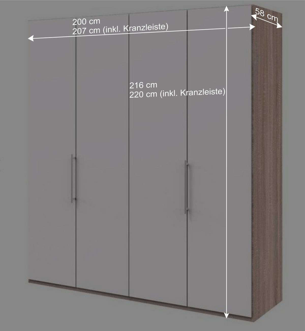 Moderner Falttürenschrank mit Metallgriffen - Vaclyn