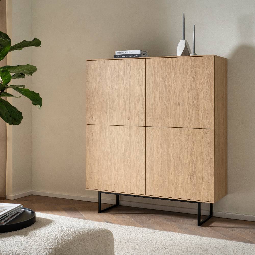 TV Wohnwand Set in Eiche Stone - Jaskin (dreiteilig)