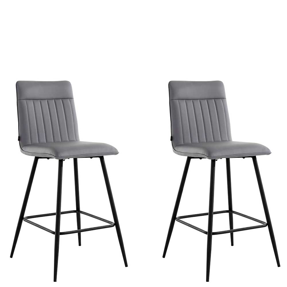 Kunstleder Barstühle in Grau - Eleganto (2er Set)