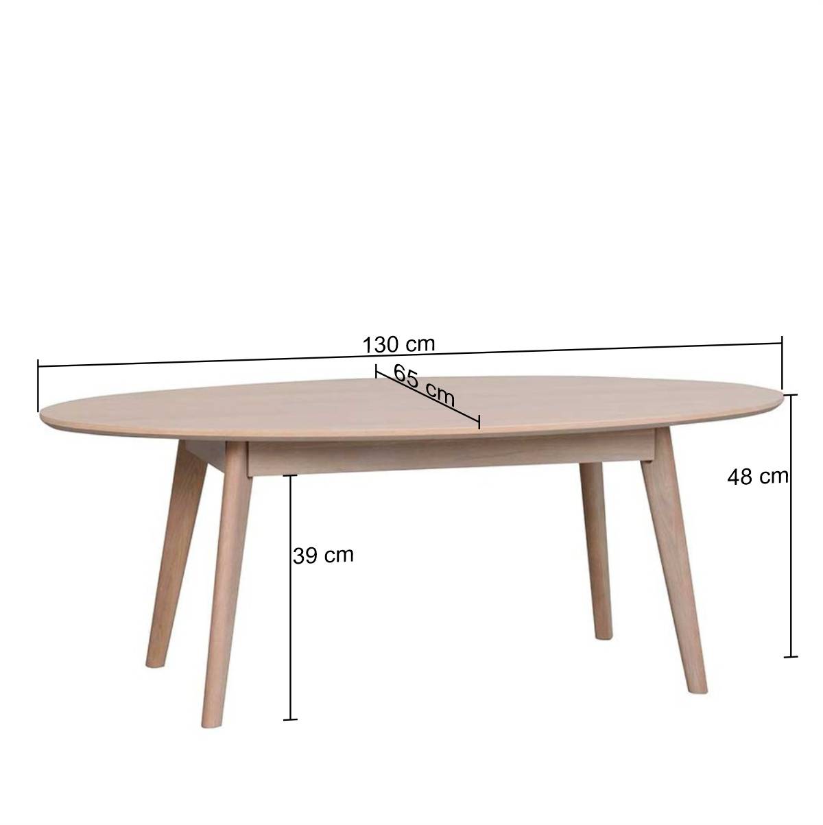 Eiche White Wash Wohnzimmertisch oval - Navassa
