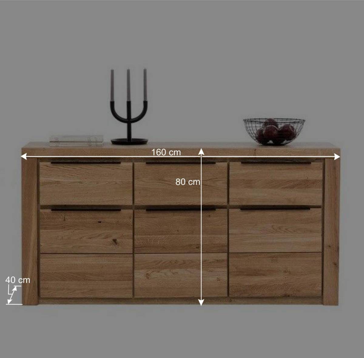 Modernes Sideboard in Eiche teilmassiv - Nelenia