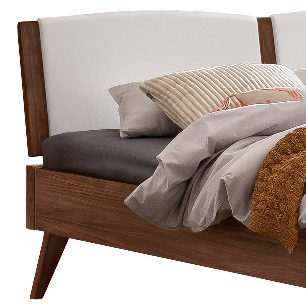 Holzbett in Nussbaum Braun mit Weiß - Bacaro