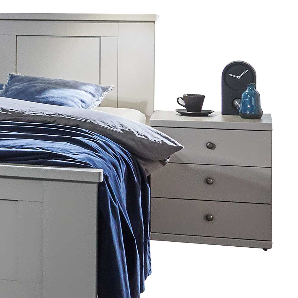 Landhaus Doppelbett in Hellgrau - Ridonna