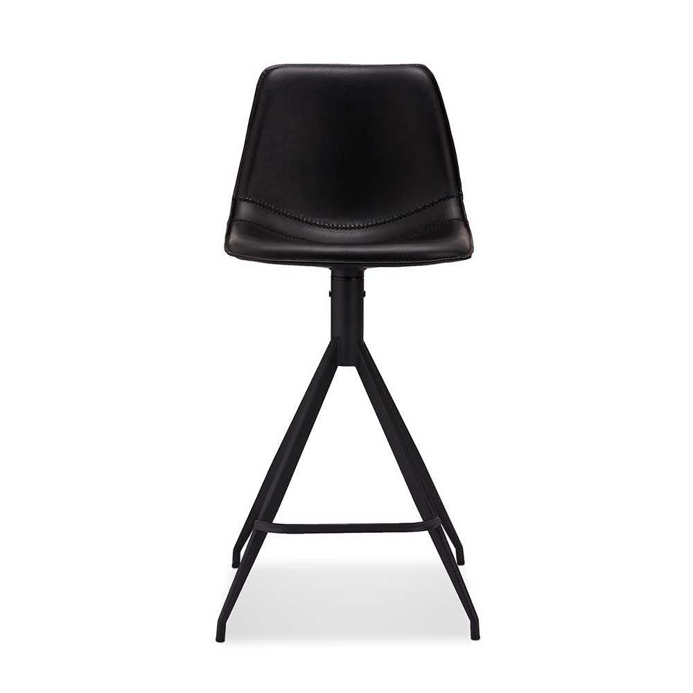 Kunstleder Barstuhl in Schwarz - Bennetto (2er Set)