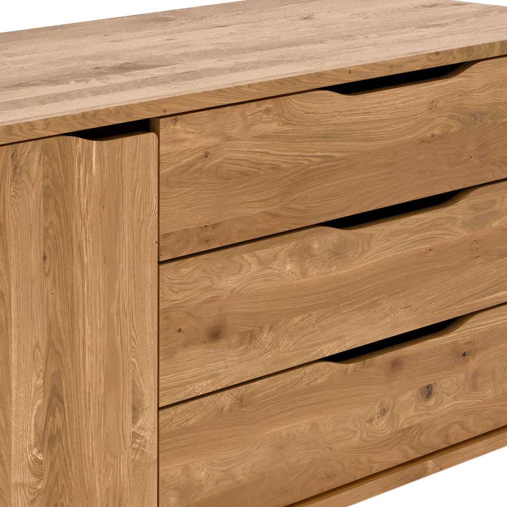 Wildeiche Sideboard mit drei Schubladen und Tür - Laida