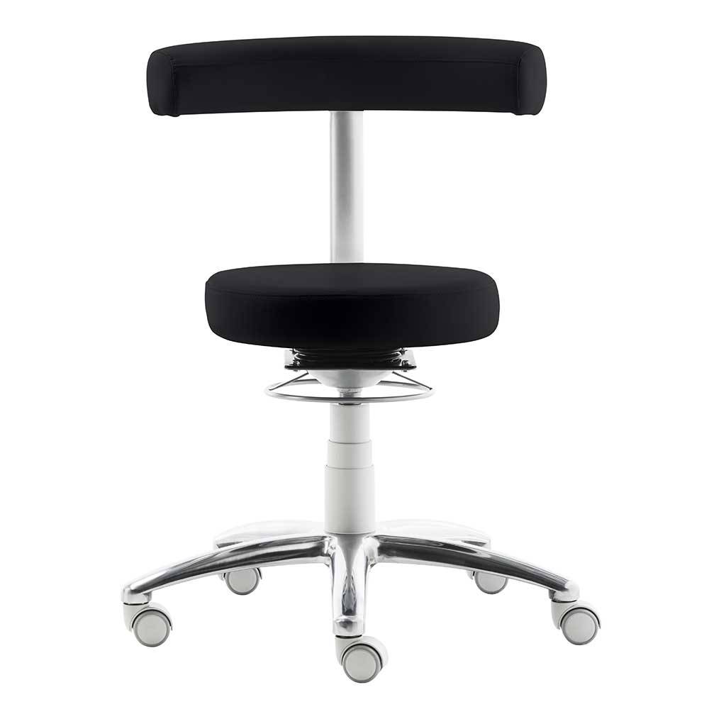 Bürohocker mit Lehne in Kunstleder Schwarz - Romus