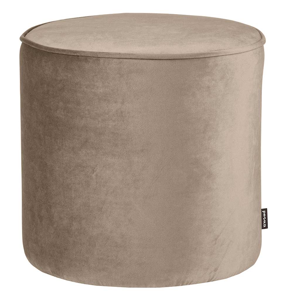 Zylinder Polsterhocker in Khaki Samt - Griffina