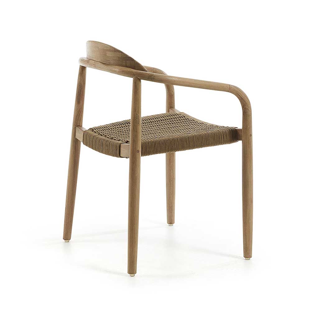 Holzstuhl mit geflochtenem Sitz Cinco aus Kordel Beige (4er Set)