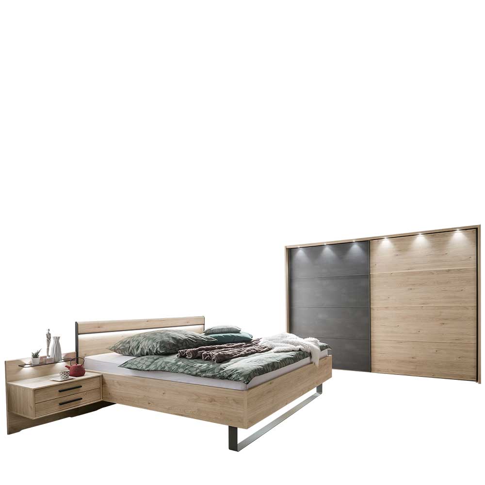 Hochwertiges Schlafzimmer Set mit LED - Licruva (vierteilig)