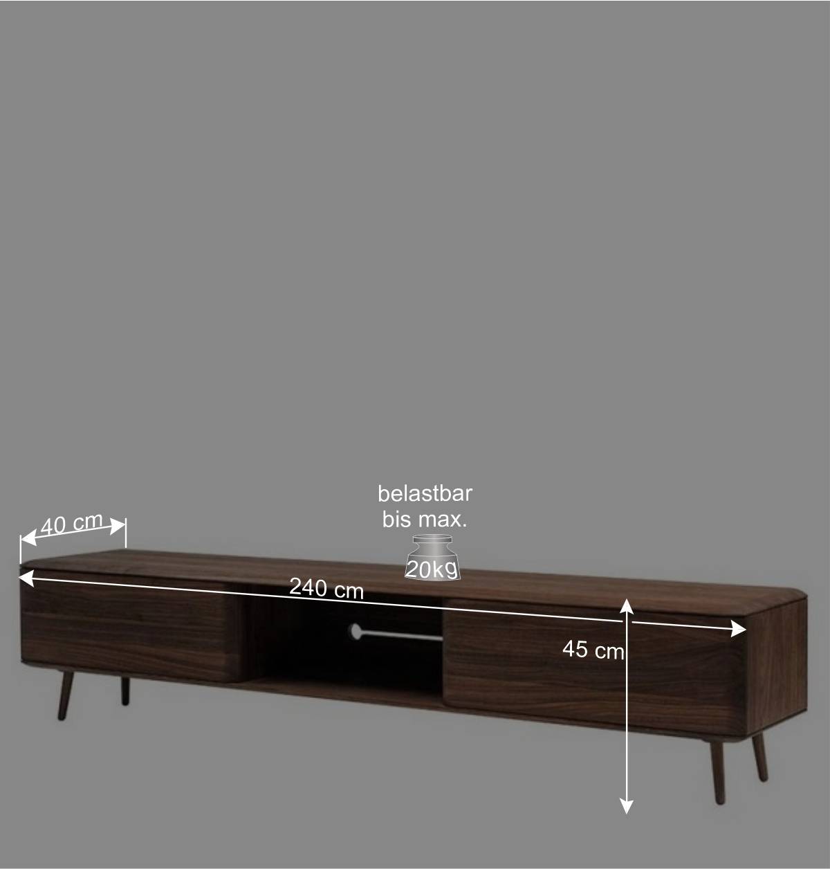 Retro TV Element aus Nussbaum Massivholz - Rivossa