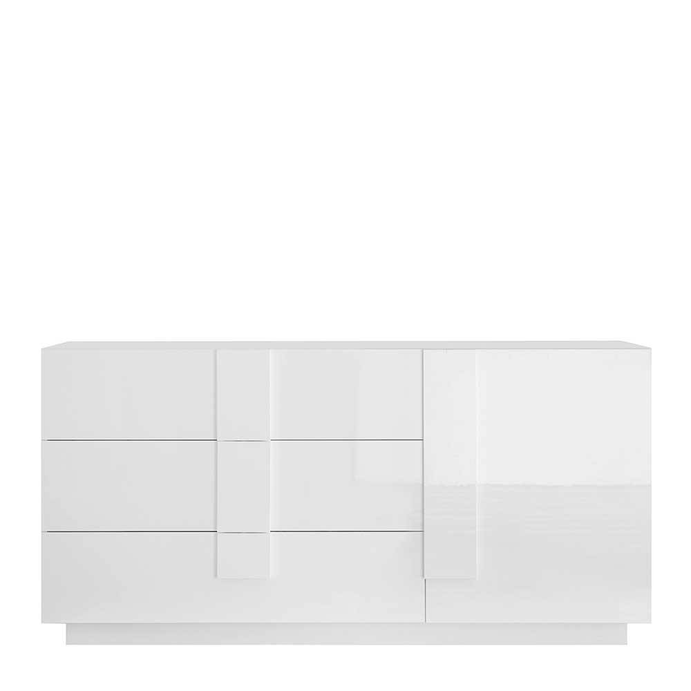 Weißes Hochglanz Sideboard mit Tür - Kerym