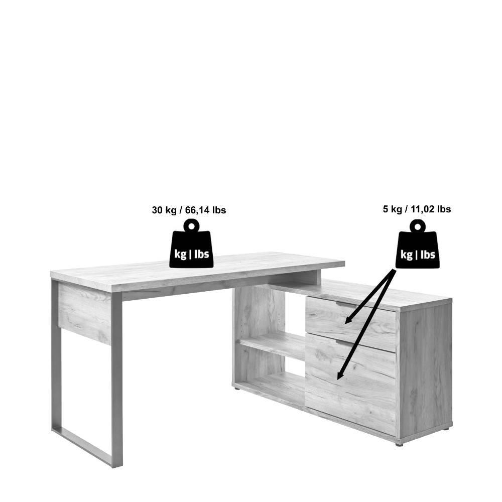 Winkel-Schreibtisch in Kerneiche Holzoptik - Estaguma