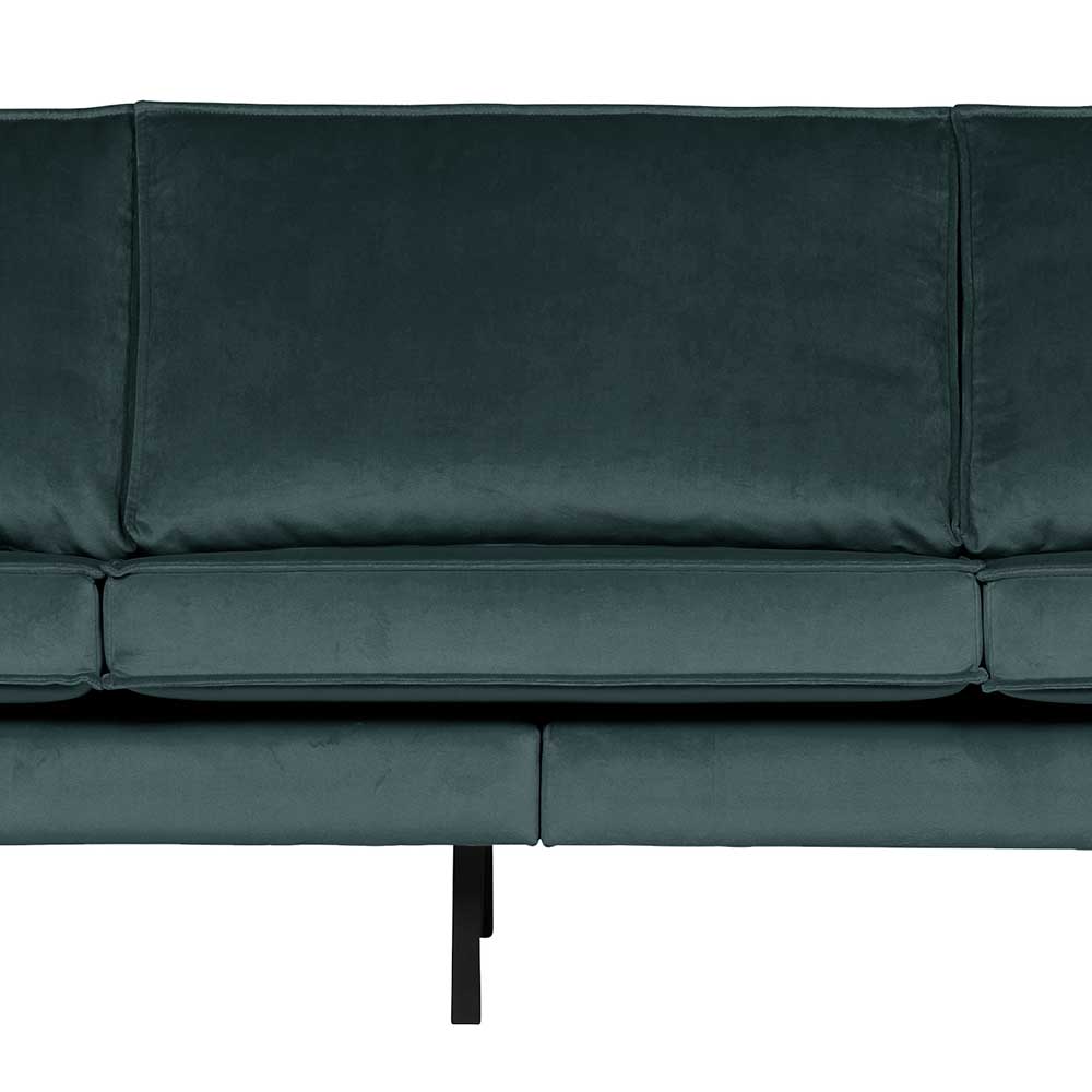 Samt 3 Sitzer Couch in Blau - Fledos