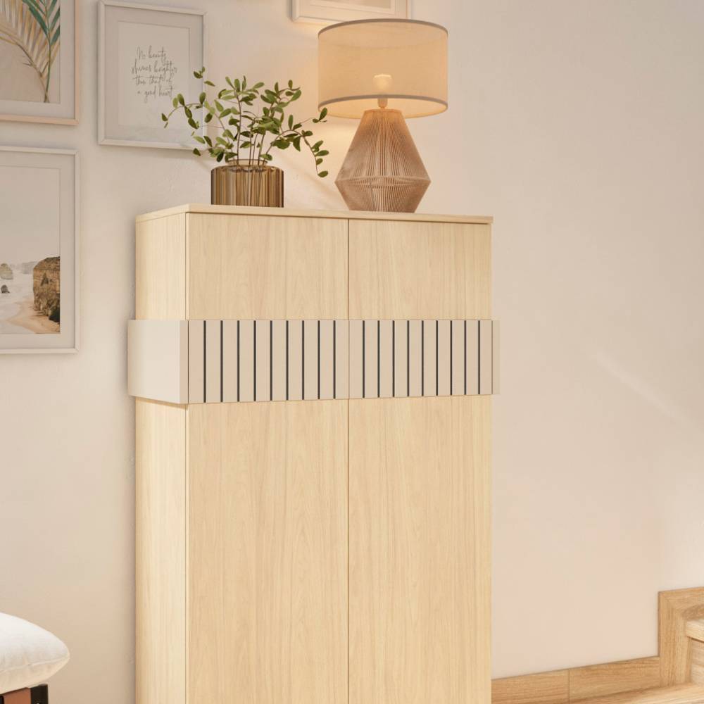 Highboard für Schuhe in Naturfarben Holzoptik - Ragusca