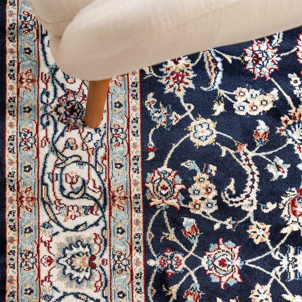 Rechteckiger Orient Teppich in Dunkelblau & Creme - Pandau