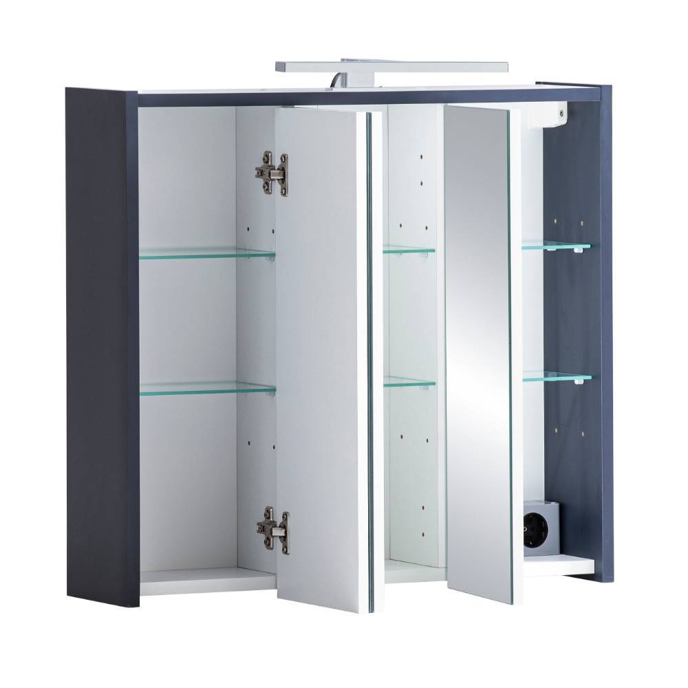 Dunkelblauer Bad-Spiegelschrank 65 cm breit - Castel