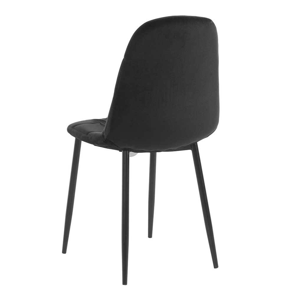 Schwarze Polsterstühle aus Samt - Quinta (2er Set)