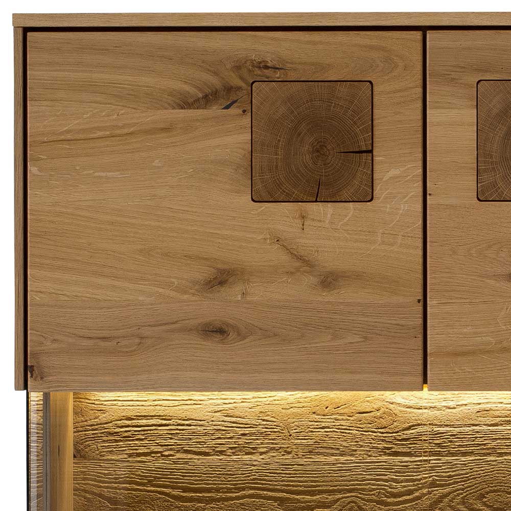 Highboard mit Glaseinsatz aus Wildeiche massiv - Millena
