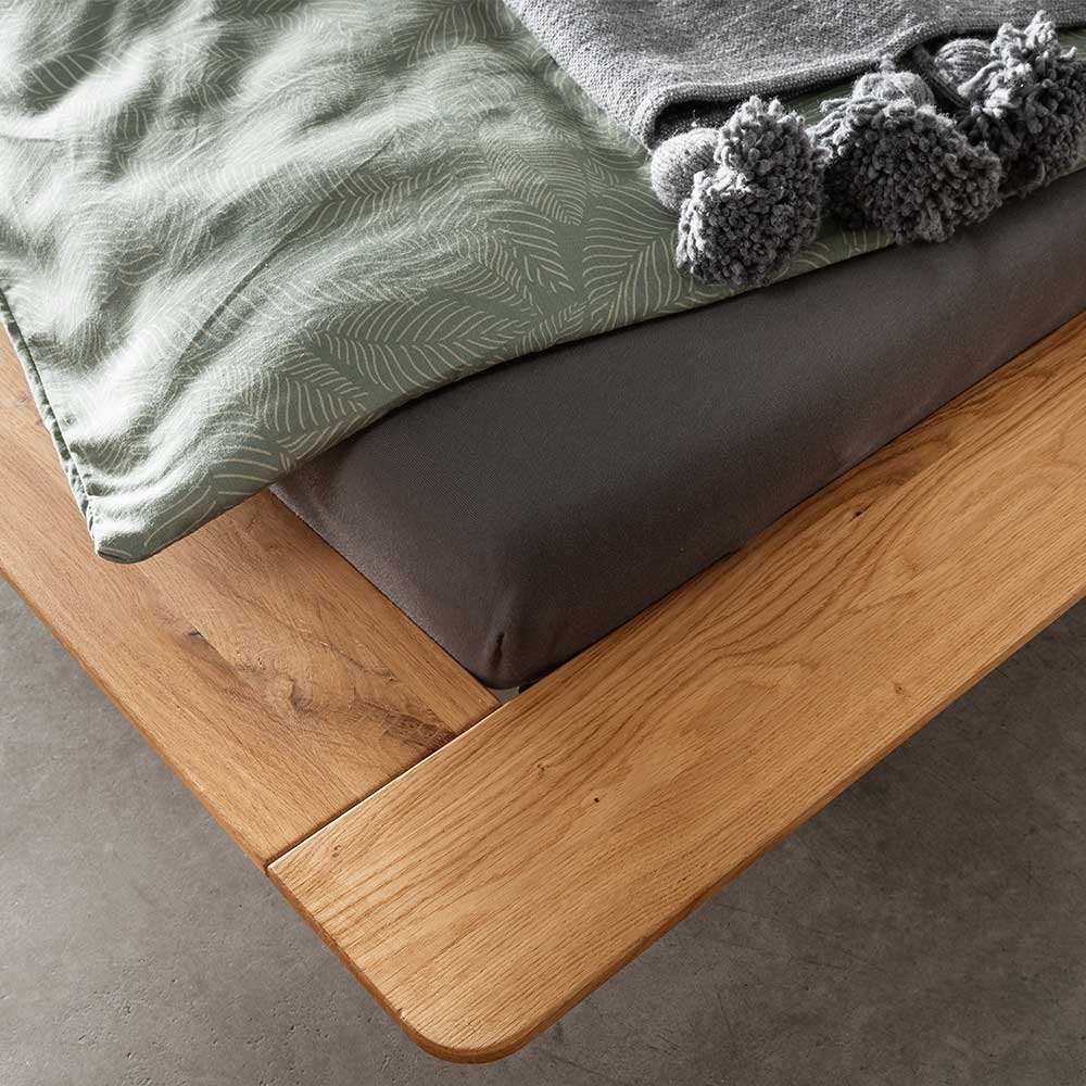 Design Schwebebett aus Wildeiche Massivholz - Nowy