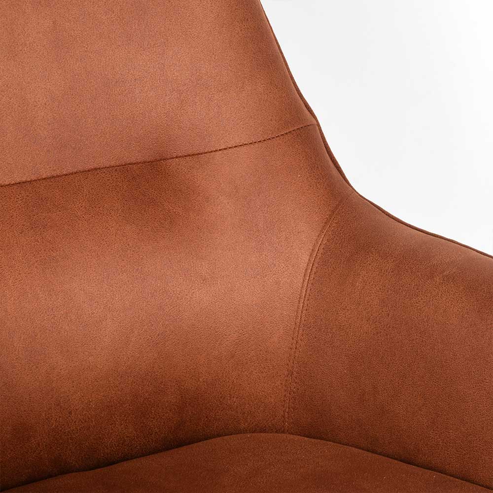 Drehbarer Wohnzimmersessel in Cognac Braun - Crocetta