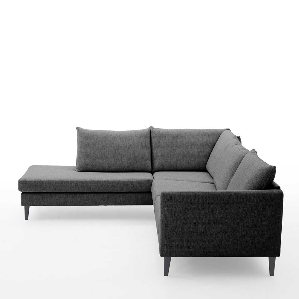 Skandi Ecksofa in Anthrazit mit Schwarz - Soltropa