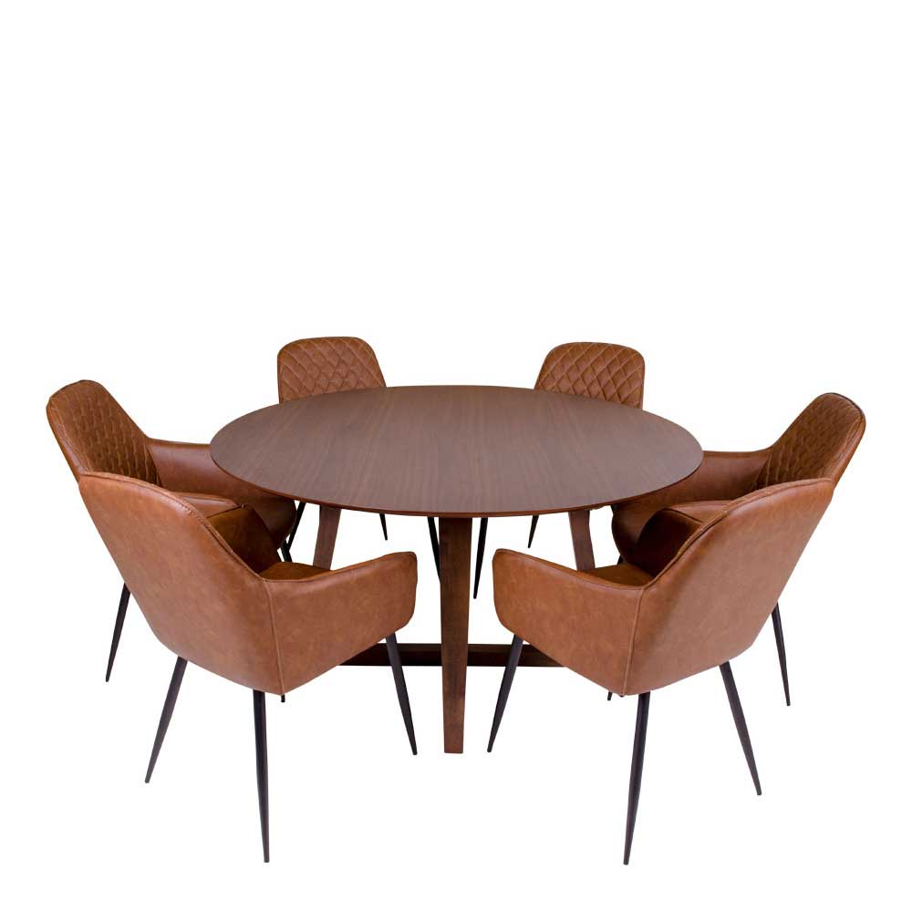 137 cm runder Esstisch mit Walnuss furniert - Annescu