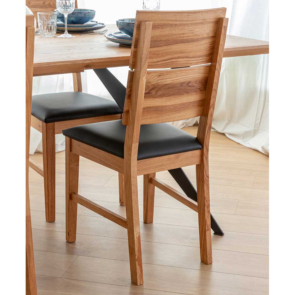 Design Holzstuhl massiv mit Kunstleder Sitz - Dosario