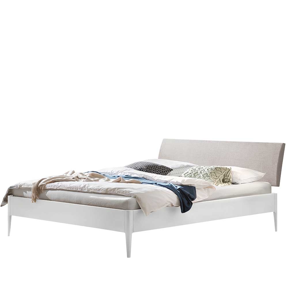 Modernes Bett in Weiß mit grauem Kopfteil - Cracks
